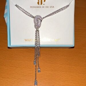 Bomb party March 2026 necklace.  Rhodium